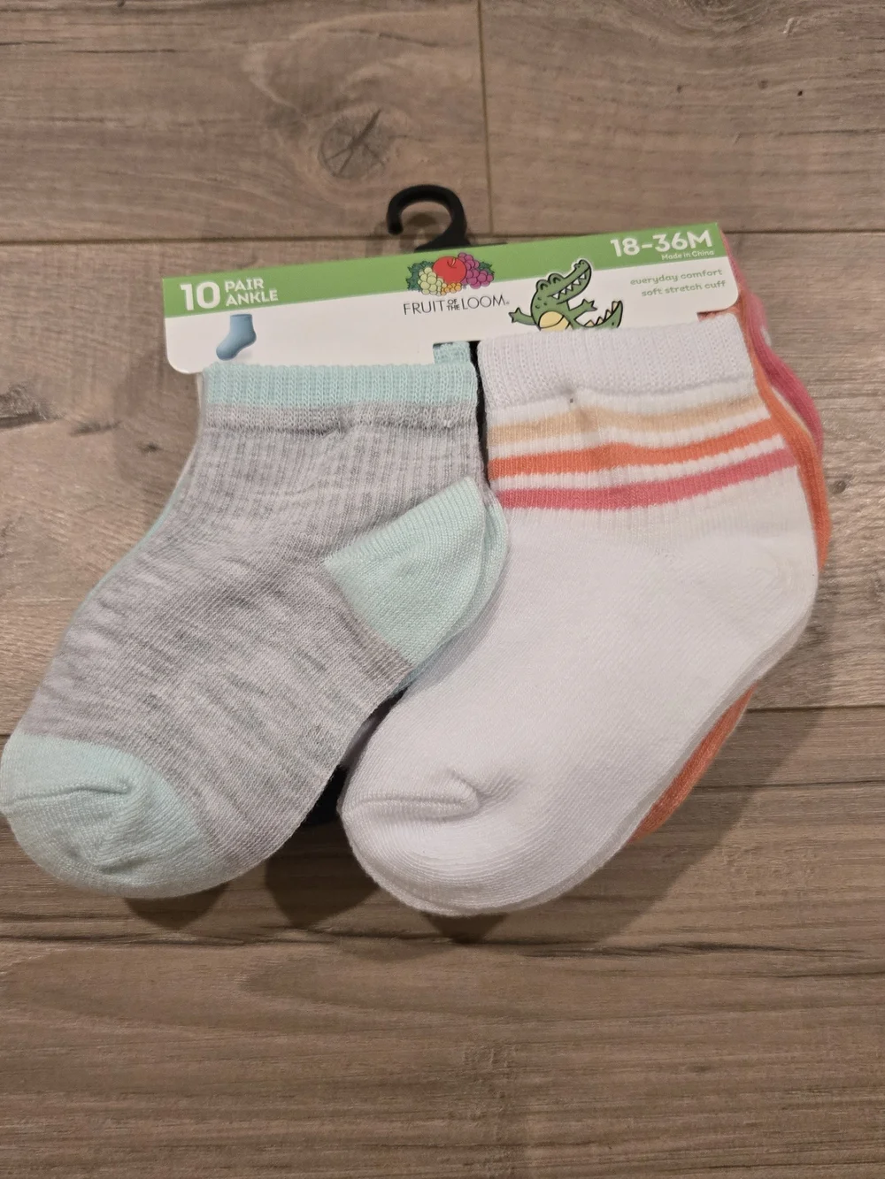 Fruit of the Loom Toddler Ankle Socks 10 Pack Assorted Size 18-36M NEW